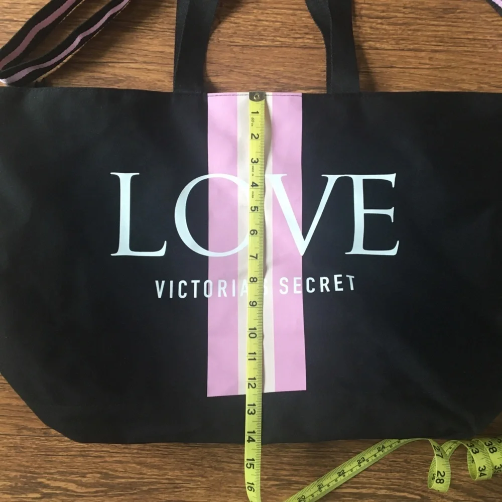 Victoria’s Secret Love Spellout Tote Bag Black Pink Canvas